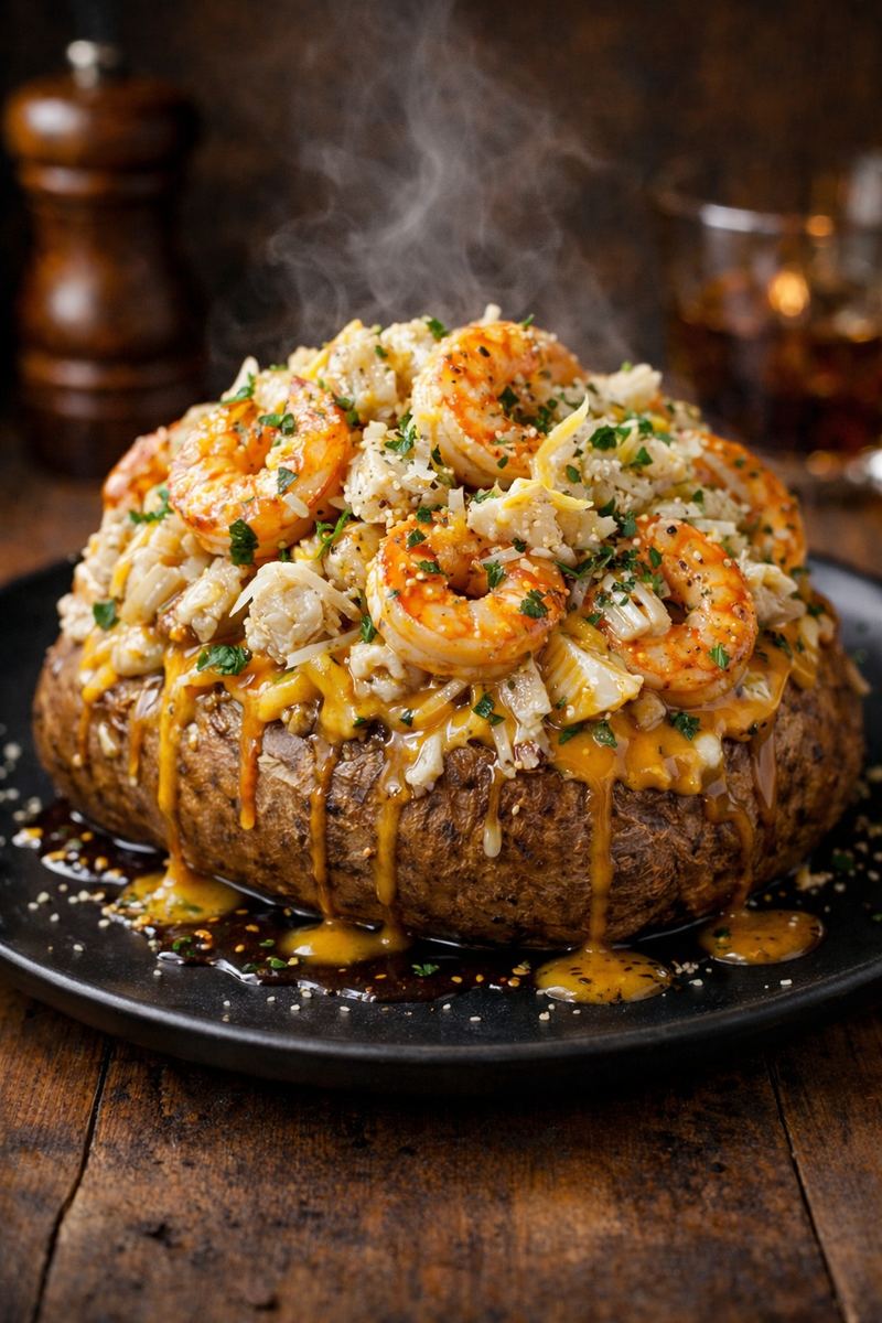 Lemon Garlic Crab & Shrimp Potato